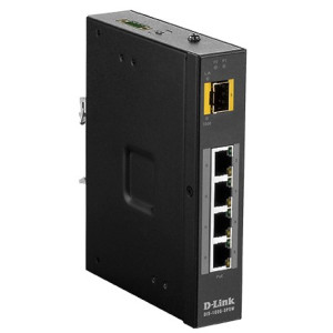 D-Link  DIS-100G-5PSW 5-Port Unmanaged Industrial Ethernet PoE Switch, SFP slot, Plug-and-play, Fanless, DIN-rail or wall mount